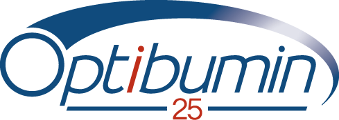 Optibumin 25 logo, representing InVitria’s high-purity recombinant human albumin product for biomanufacturing applications